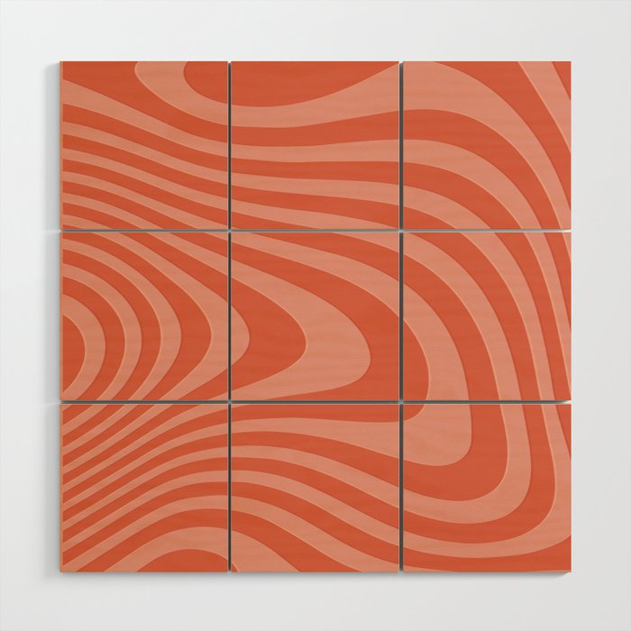 Orange Color Zebra Line Pattern Wood Wall Art