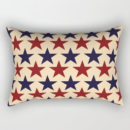 Vintage look Americana Large Stars Tan Beige Navy Blue and Red Rectangular Pillow