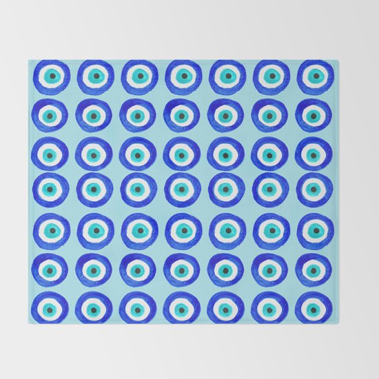 Evil Eye Talisman - on turquoise Throw Blanket