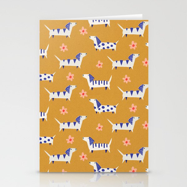 Cute Dachshund Dog pattern Stationery Cards