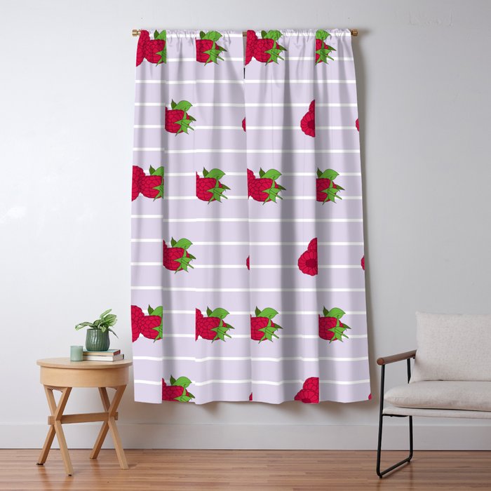 Raspberry Stripe Blackout Curtain By Ladywaveco Society6
