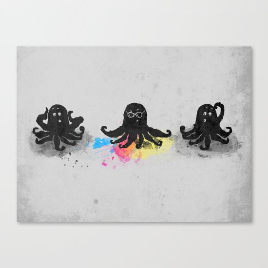 4-color squid Canvas Print