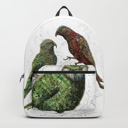 Three native parrots of New Zealand Backpack