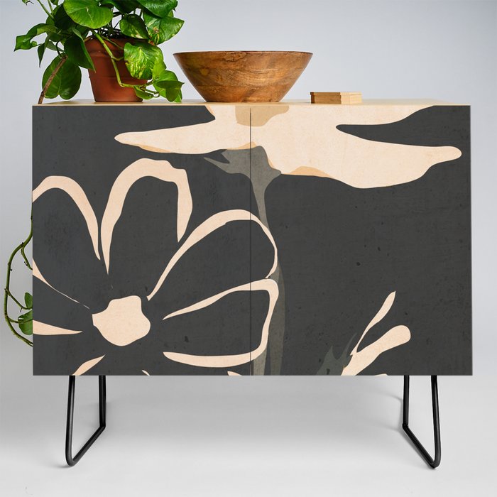 Modern Abstract Art Flowers 5 Credenza