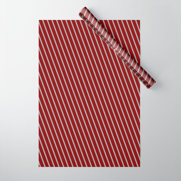 Dark Gray & Dark Red Colored Stripes Pattern Wrapping Paper