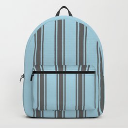 [ Thumbnail: Light Blue & Dim Grey Colored Stripes/Lines Pattern Backpack ]