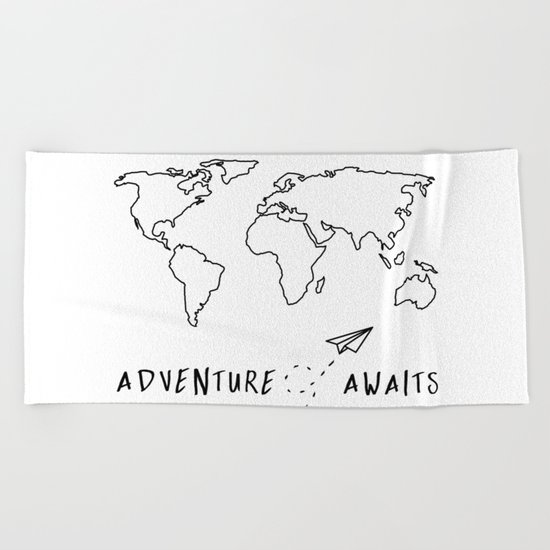 Adventure Map on White Beach Towel