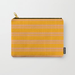 [ Thumbnail: Brown & Orange Colored Striped/Lined Pattern Carry-All Pouch ]