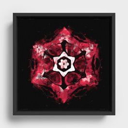 Red Black White Snowflake Framed Canvas