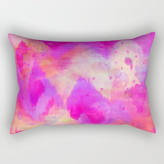 BOLD QUOTATION, Revisited - Intense Raspberry Peachy Pink Vibrant Abstract Watercolor Ikat Pattern Rectangular Pillow