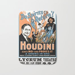 Harry Houdini, do spirits return? Bath Mat | People, Vintage, Scary, Illustration 