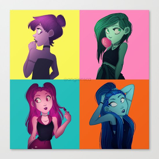 Color Wheel Girls Canvas Print by angiensca | Society6