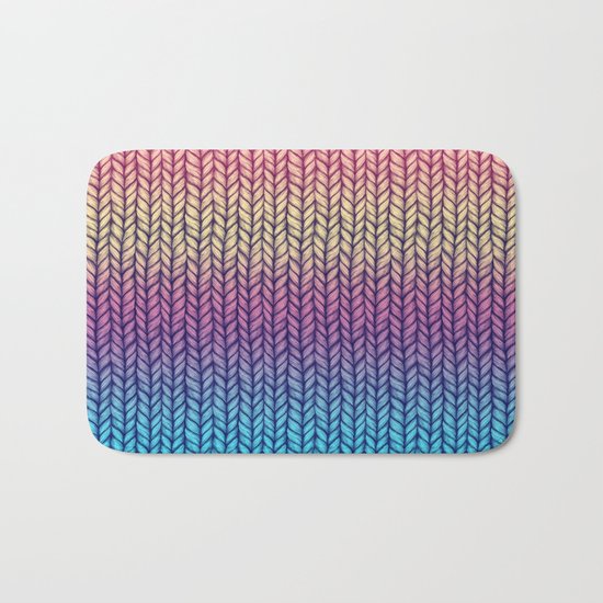 Rainbow Gradient Chunky Knit Pattern Bath Mat