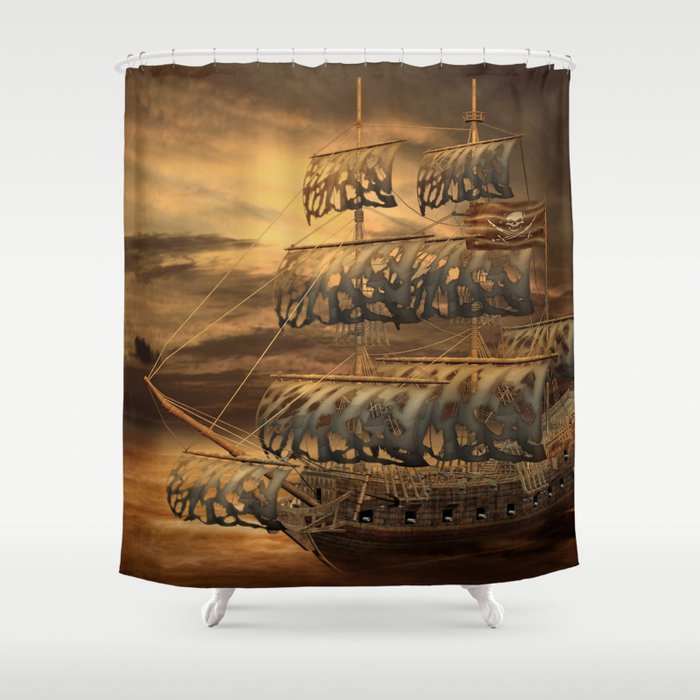 Pirate Ship Shower Curtain By, Pirate Ship Shower Curtain