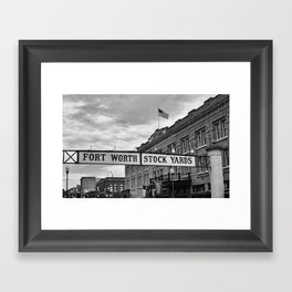 Fort Worth Stockyards Black White Framed Art Print