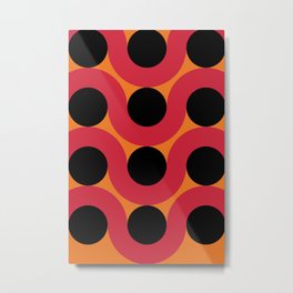 Black Balls on red Elastic Worms in an Orange Background Metal Print | Geometry, Graphicdesign, Pattern, Draw, Illustrator, Lines, Repetition, Design, Digital, Circles 