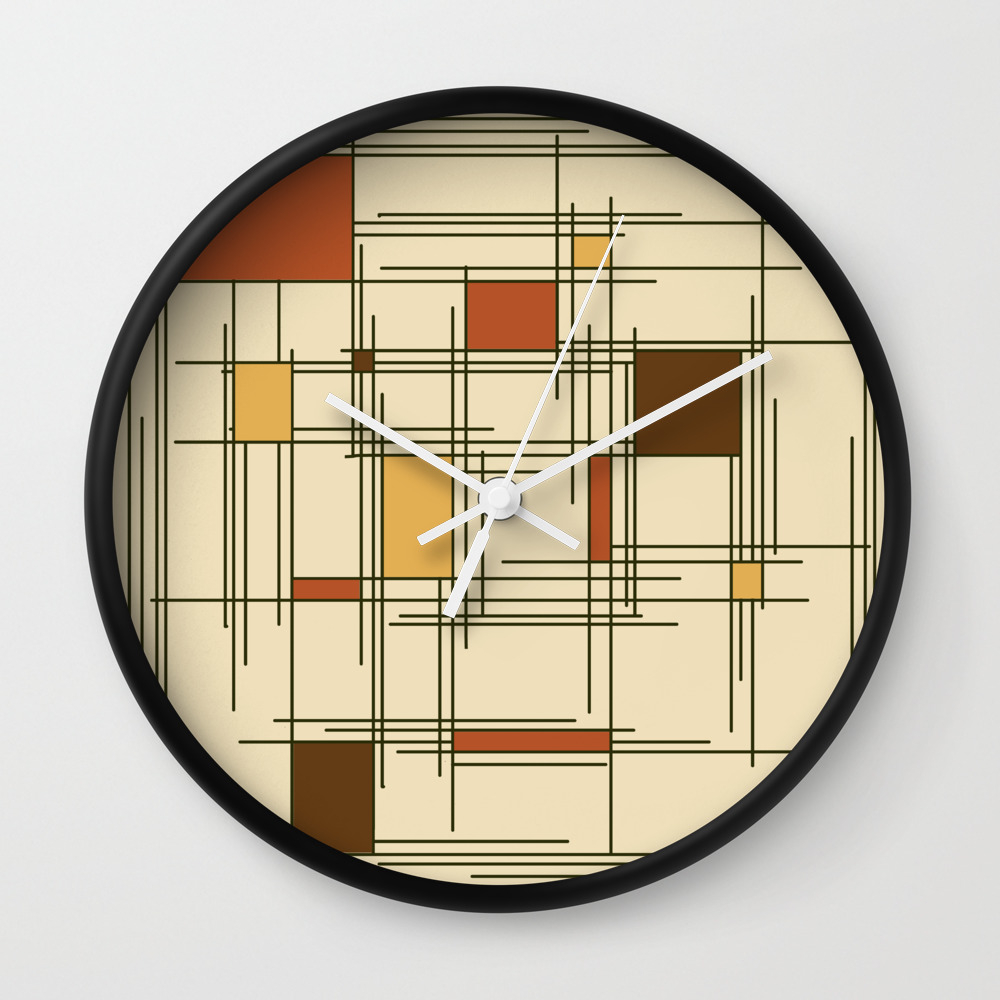 1940s Abstract Art Lines Wall Clock By Zennykenny Society6