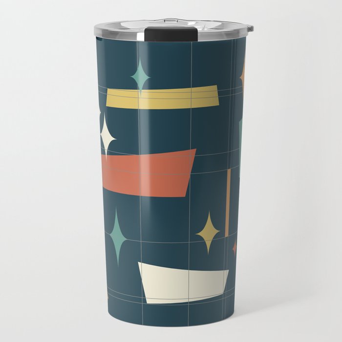 Mid Century Modern Abstract Composition 7 in Charcoal Travel Mug