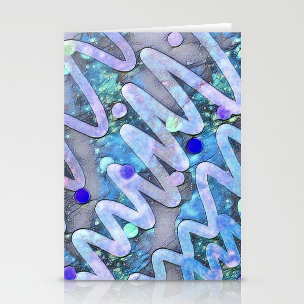 Vertical Swiggles Blue Green Stationery Cards