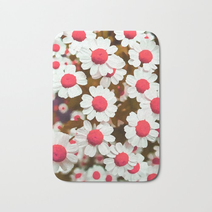 Pop Pink Chamomiles - Watercolor Design Bath Mat