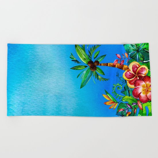 Exotic Colorful Flower Jungle - Aloha on #Society6 Beach Towel