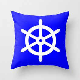 Ship Wheel (White & Blue) Throw Pillow