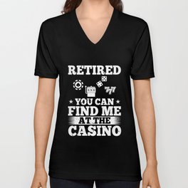 Casino Slot Machine Game Chips Card Player V Neck T Shirt