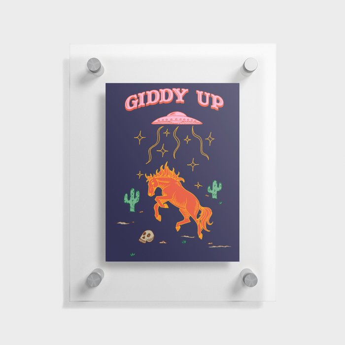 Giddy Up - Punny Desert Horse UFO Alien Abduction Floating Acrylic Print