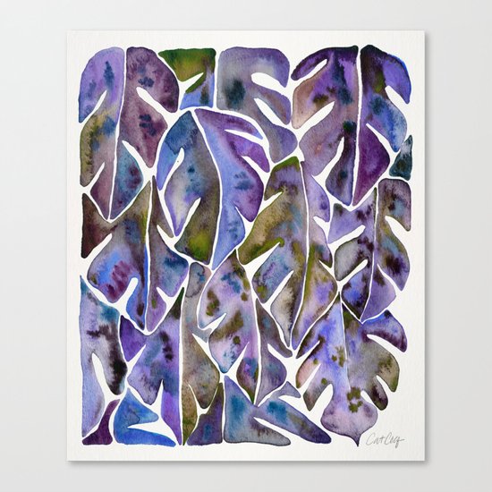 Split Leaf Philodendron – Purple Canvas Print