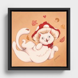 Mushroom Kitty  Framed Canvas