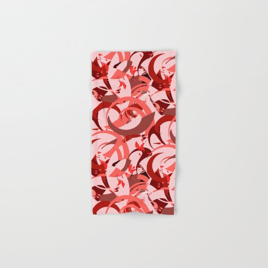 Abstract Curls - Burgundy, Coral, Pink Hand & Bath Towel