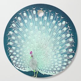 Teal Peacock - Vintage Fantasy Bird Teal Blue Cutting Board