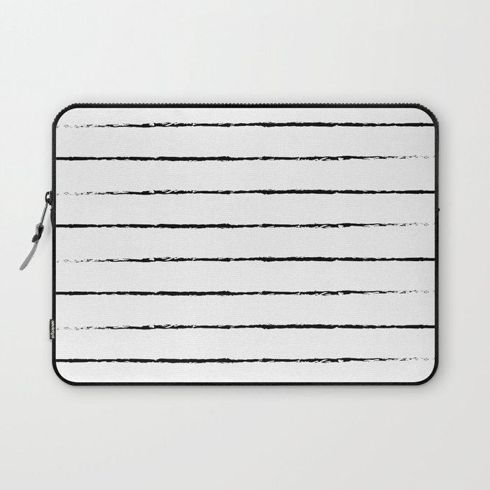 Minimal Simple White Background Black Lines Stripes Laptop Sleeve