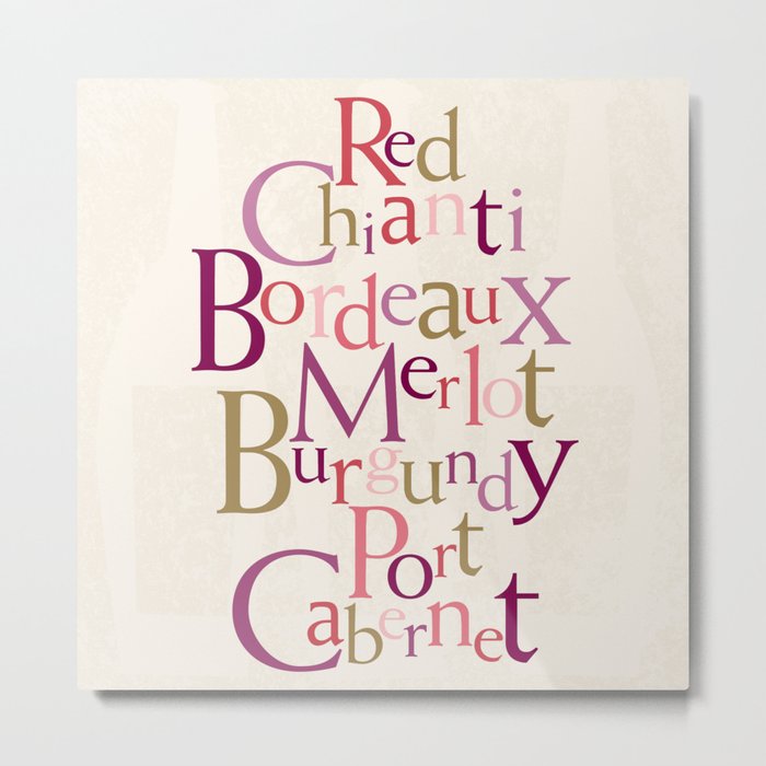 red wine words Metal Print