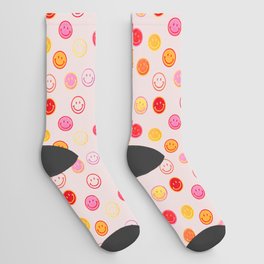 Smiling Faces Pattern Socks | Curated, Pattern, Peace, Happy, Colorful, Trippy, Smiley, 90S, Hippie, Graphicdesign 