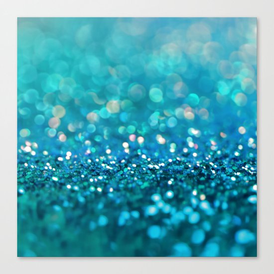 Aqua turquoise blue shiny glitter print effect- Sparkle Luxury Backdrop Canvas Print
