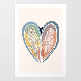 Block Print Heart Art Print