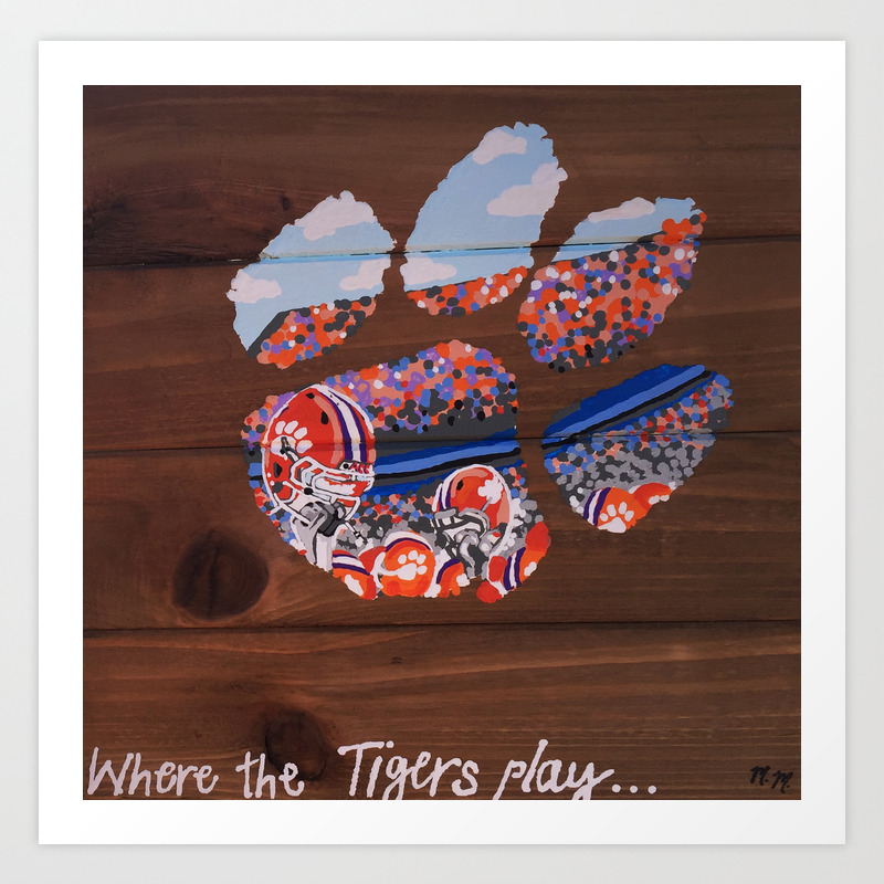 Clemson Tiger Paw Art Print By Meganmatthews Society6