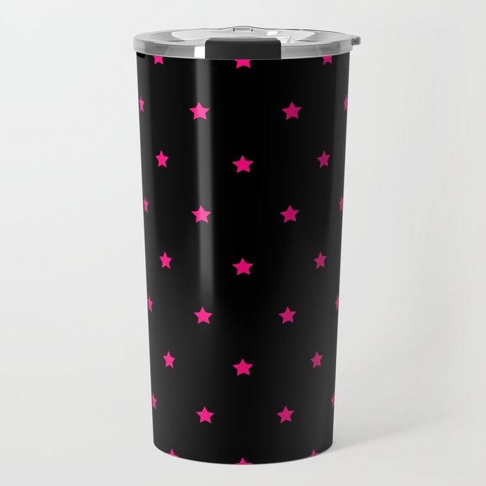 Neon Pink And Black Magic Stars Collection Travel Mug