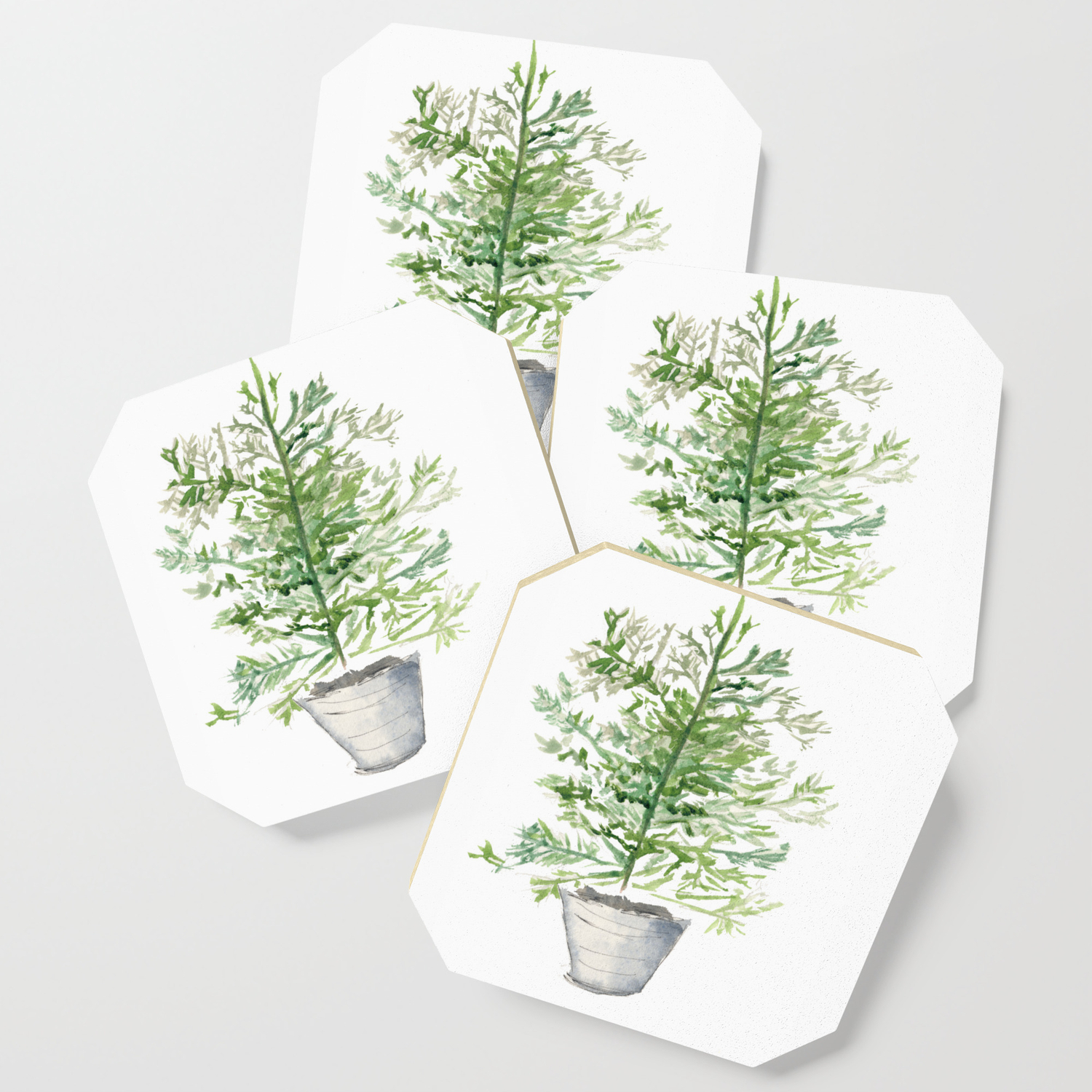 Christmas Tree In Galvanized Bucket Coaster By Ddsilverpennies