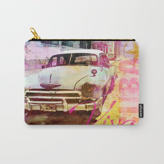 Viva Cuba retro car mixed media art Carry-All Pouch