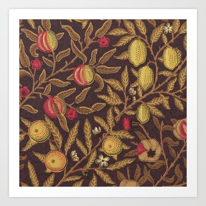 Fruit Trees Vintage Pattern by William Morris Art Print