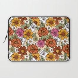 Retro 70s Boho Floral Pattern Laptop Sleeve