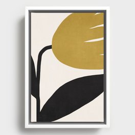 Abstract Flora - ochre Framed Canvas