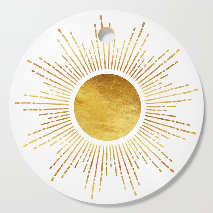 Golden Sunburst Starburst White Hot Cutting Board