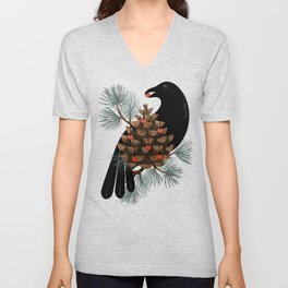 Bird & Berries V Neck T Shirt