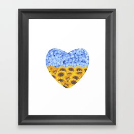 Floral heart-shaped national flag of Ukraine Framed Art Print