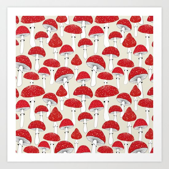 Red Mushrooms On The Light Background Art Print By Imali Society6 A pair of mushrooms , me, watercolors, 2019 : red mushrooms on the light background art print by imali