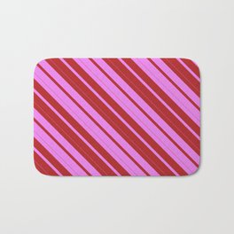 [ Thumbnail: Violet and Red Colored Striped Pattern Bath Mat ]