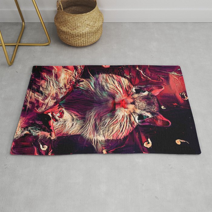 Squirrel with Nuts in Mouth Cartoon Drawing Rug